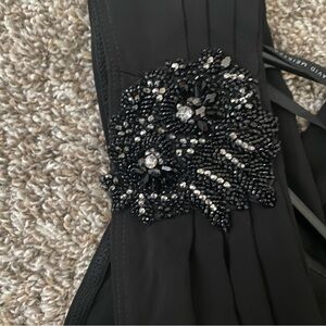 David Meister Maxi Length Formal Bedazzled On One Shoulder Prom Cowl Dress 4